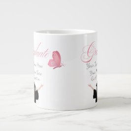 Persoonlijk roze afstudeercadeau, aangepaste naam grote koffiekop