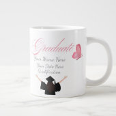 Persoonlijk roze afstudeercadeau, aangepaste naam grote koffiekop (Rechts)