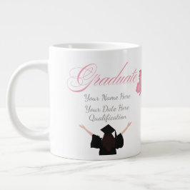 Persoonlijk roze afstudeercadeau, aangepaste naam grote koffiekop