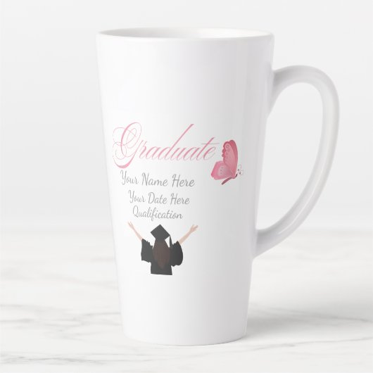 Persoonlijk Roze Afstudeercadeau, Eigen Naam Latte Mok (Rechts)