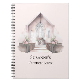 Persoonlijk Roze Aquarel Kerkboek Notitieboek