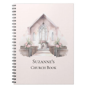 Persoonlijk Roze Aquarel Kerkboek Notitieboek