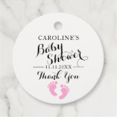 Persoonlijk Roze Baby Meisje Baby shower Bedankjes Labels (Voorkant)