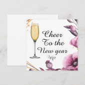 Persoonlijk roze bloem glas champagne typografie feestdagenkaart (Voorkant / Achterkant)