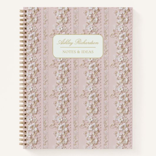 Persoonlijk Roze Bloemen Notitieboek (Voorkant)