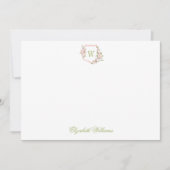 Persoonlijk Roze Bloemengestempeld Baby Briefpapie Bedankkaart (Voorkant)