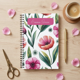 Persoonlijk Roze Bloemenschilderij Spiraal Planner