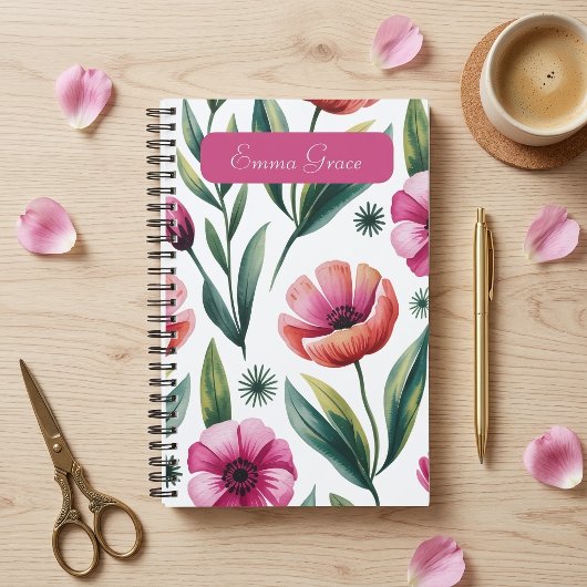 Persoonlijk Roze Bloemenschilderij Spiraal Planner
