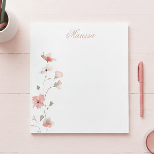Persoonlijk Roze Bloemmotief Notitieboek Notitieblok
