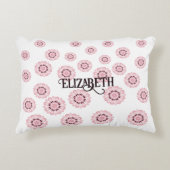 Persoonlijk Roze Bloempatroon Ronde Kussen (Voorkant)
