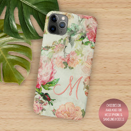 Persoonlijk roze bloemrozenpatroon op maat Case-Mate iPhone case