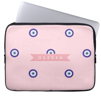Persoonlijk Roze Boosaardig Oog Aangepast Cadeau Laptop Sleeve