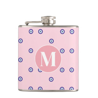 Persoonlijk Roze Boosaardig Oog Patroon Monogram Heupfles