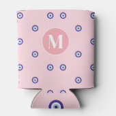 Persoonlijk Roze Boze Oog Patroon Monogram Blikjeskoeler (Achterkant)