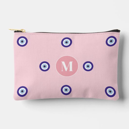 Persoonlijk Roze Boze Oog Patroon Monogram Etui (Voorkant)