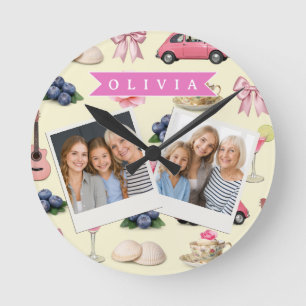 Persoonlijk Roze Cocktail Lint met Coquette Uiterl Ronde Klok