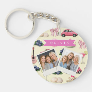 Persoonlijk Roze Cocktail Lint met Coquette Uiterl Sleutelhanger