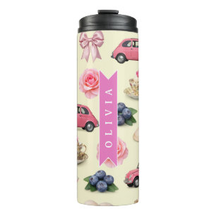 Persoonlijk Roze Cocktail Lint met een Cute Coquet Thermosbeker