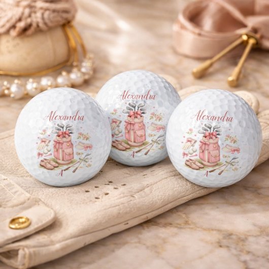 Persoonlijk Roze Coquette Golf Monogram Golfballen