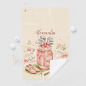 Persoonlijk Roze Coquette Golf Monogram Golfhanddoek (Insitu)