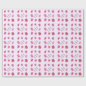 Persoonlijk Roze Cute Aangepaste Meisje Monster Cadeaupapier (Vlak)