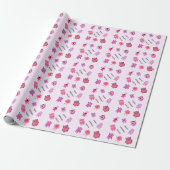 Persoonlijk Roze Cute Aangepaste Meisje Monster Cadeaupapier (Uitgerold)