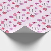 Persoonlijk Roze Cute Aangepaste Meisje Monster Cadeaupapier (Hoek)