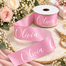 Persoonlijk roze elegante naam satijnen lint