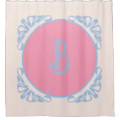 Persoonlijk roze en blauw douchegordijn (Voorkant)