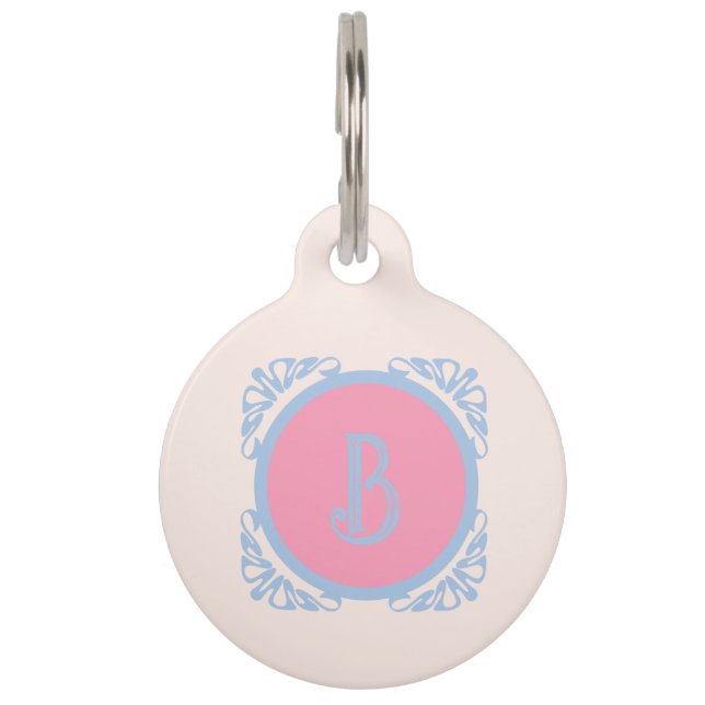 Persoonlijk roze en blauw  huisdierpenning (Voorkant)