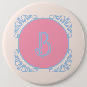 Persoonlijk roze en blauw  ronde button 6,0 cm