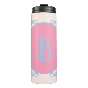 Persoonlijk roze en blauw thermosbeker