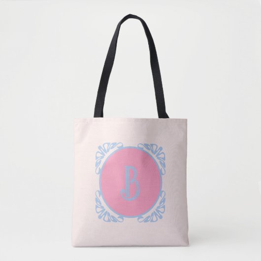 Persoonlijk roze en blauw tote bag (Voorkant)