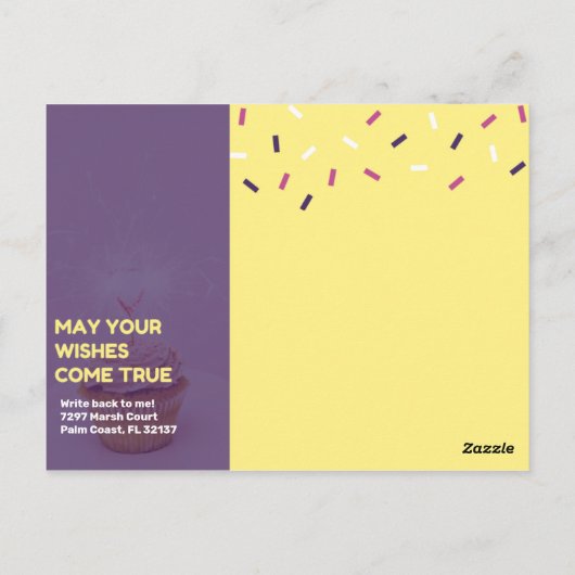 Persoonlijk - Roze en Violet Cupcake (zaterdag) Briefkaart (Achterkant)