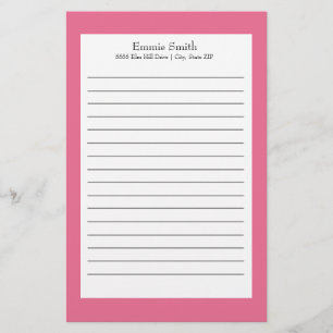 Persoonlijk roze en wit gelinieerd schrijfpapier briefpapier
