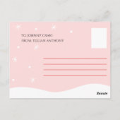 Persoonlijk - Roze geïllustreerd Penguin Birthday Briefkaart (Achterkant)