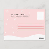 Persoonlijk - Roze Geïllustreerde Pinguïn Verjaard Briefkaart (Achterkant)