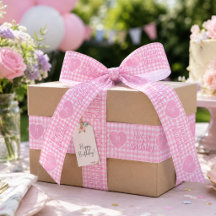 Persoonlijk Roze Gingham Hart Verjaardagsmonogram