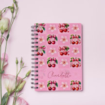 Persoonlijk Roze Gingham Kersenbloesem Notebook
