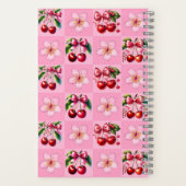 Persoonlijk Roze Gingham Kersenbloesem Notebook Notitieboek (Achterkant)
