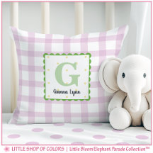Persoonlijk Roze Gingham Monogram Slaapkamer