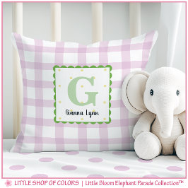 Persoonlijk Roze Gingham Monogram Slaapkamer Kussen