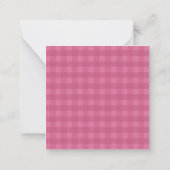 Persoonlijk roze gingham notitiekaartje (Achterkant)