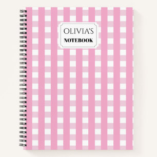 Persoonlijk Roze Gingham Spiraal Notitieboek