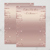 Persoonlijk Roze Gouden Blush Glitter Menu Voorbee (Voorkant / Achterkant)