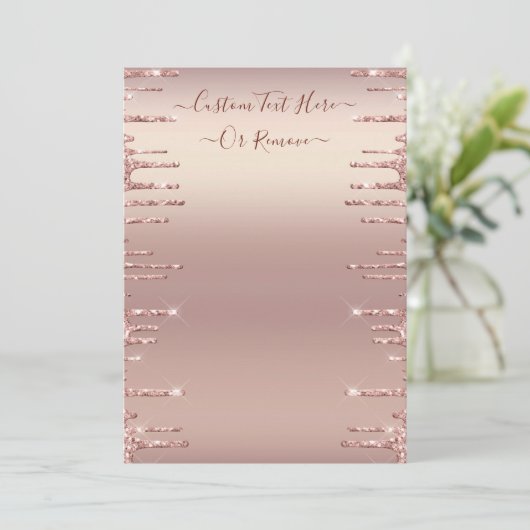 Persoonlijk Roze Gouden Blush Glitter Menu Voorbee (Staand voorkant)