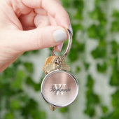 Persoonlijk roze gouden geborsteld metalen monogra sleutelhanger (Hand)