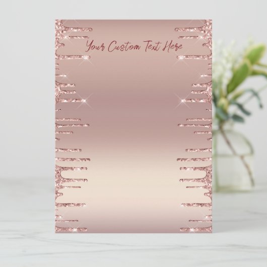 Persoonlijk Roze Gouden Glinsterende Drips Menu Vo (Staand voorkant)