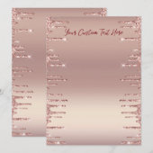 Persoonlijk Roze Gouden Glinsterende Drips Menu Vo (Voorkant / Achterkant)
