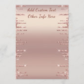Persoonlijk Roze Gouden Glitter Drips Menu Voorbee (Achterkant)